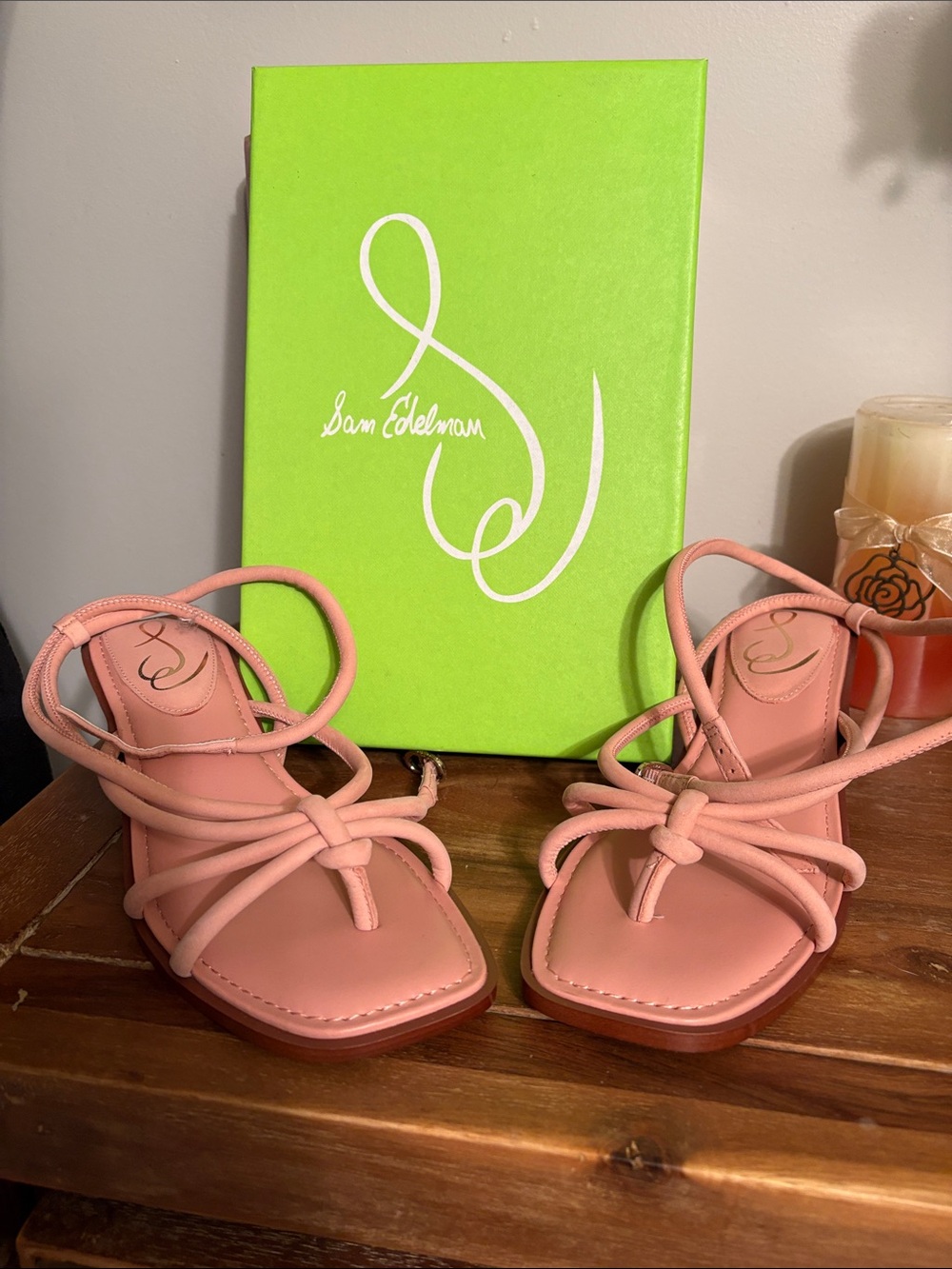 Sam Edelman kitten heel Coral Pink Strappy Knot Sandals
